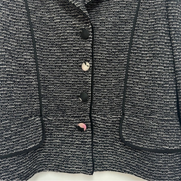 St. John Evening Metallic Knit Button Front Jacket in Black - Picture 6 of 10